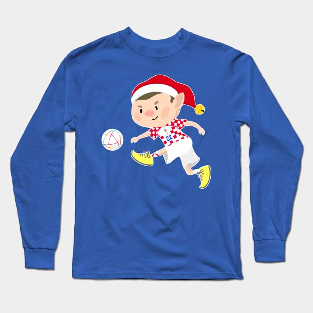 Croatia football Christmas elf. Football World Cup soccer T-Shirt Long Sleeve T-Shirt by abtchlr